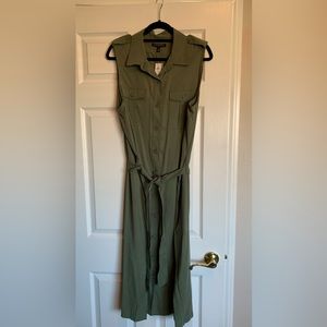 Banana Republic Factory tencel button up shirt dress. XL Tall army green.